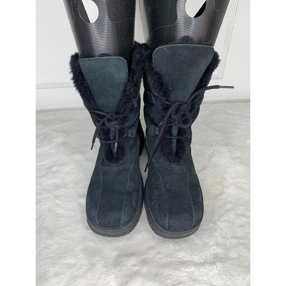 BareTraps Women's Faux Fur Lined Boots Sz 8.5M Leather Suede Winter Mid Calf - Picture 2 of 8